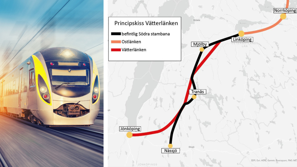 Under namnet Vätterlänken lanserar Region Östergötland och Region Jönköpings län ett förslag på ny järnväg mellan Linköping och Jönköping.