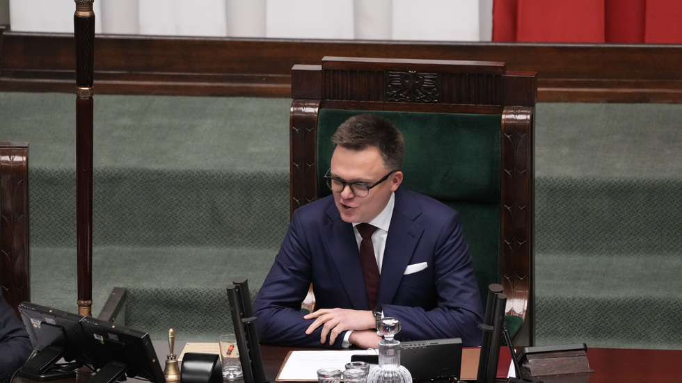 Szymon Holownia valdes till talman i det polska parlamentets underhus sejmen.