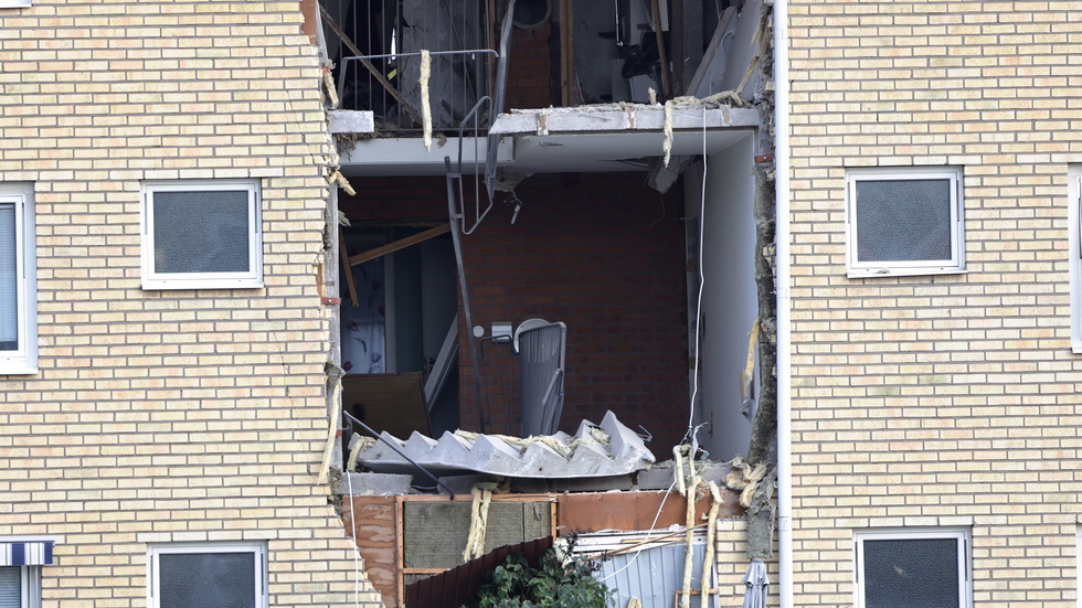 Stor förödelse efter explosionen i Ekholmen i Linköping den 26 september. Arkivbild.