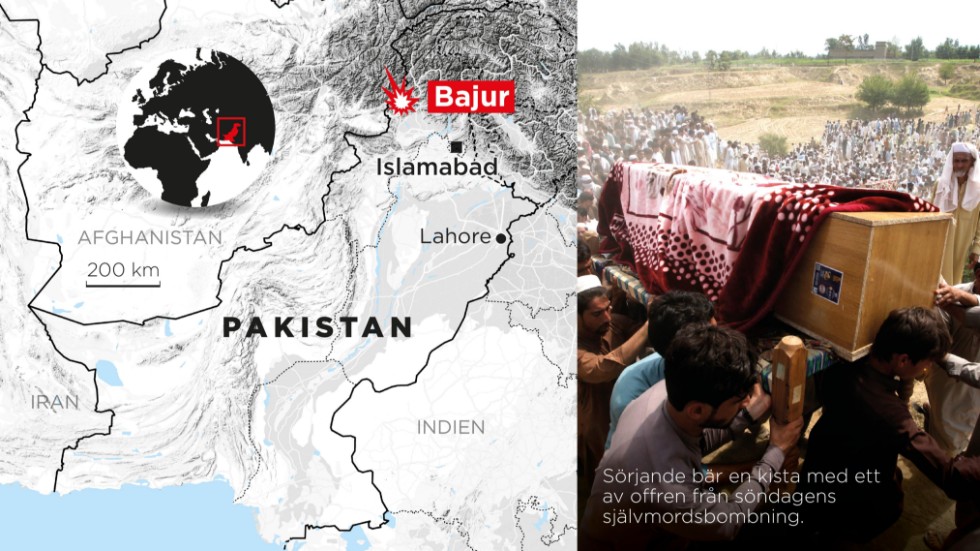 Bomben detonerade i distriktet Bajur.
