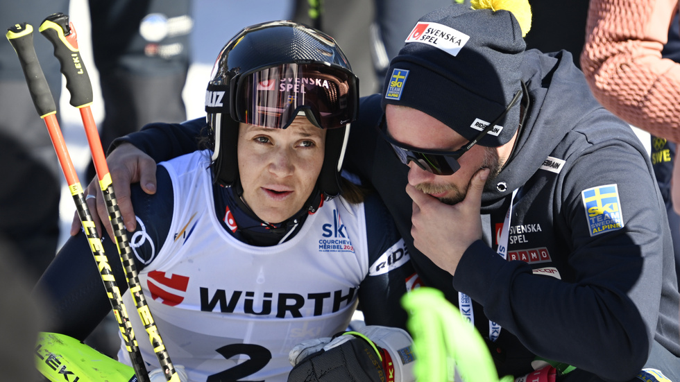 Sara Hector i samband med alpina-VM i Frankrike förra säsongen. Arkivbild.
