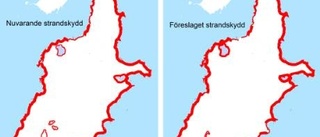 Kartan som visar nya strandskyddet