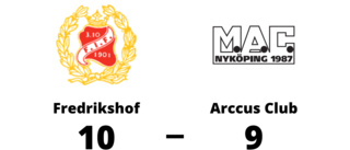 Arccus Club besegrade på bortaplan av Fredrikshof