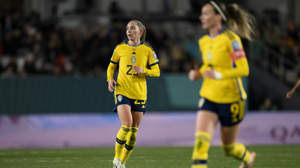 Sveriges Elin Rubensson under fredagens kvartsfinal i fotbolls-VM mellan Sverige och Japan på Eden Park i Auckland, Nya Zeeland.