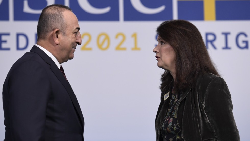 Turkiets utrikesminister Mevlüt Cavusoglu är inte på samma våglängd som Sveriges utrikesminister Ann Linde. Bilden togs vid OSSE-mötet i Sverige i december. Arkivbild.