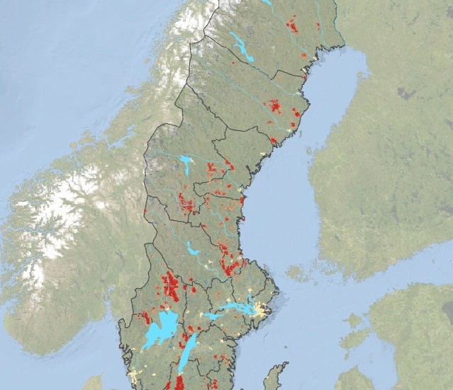 På den här kartan syns områdena där de så kallade kolbottnarna är vanligast.