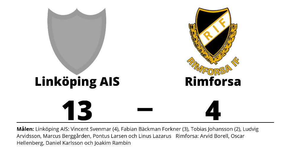 Linköping AIS vann mot Rimforsa IF