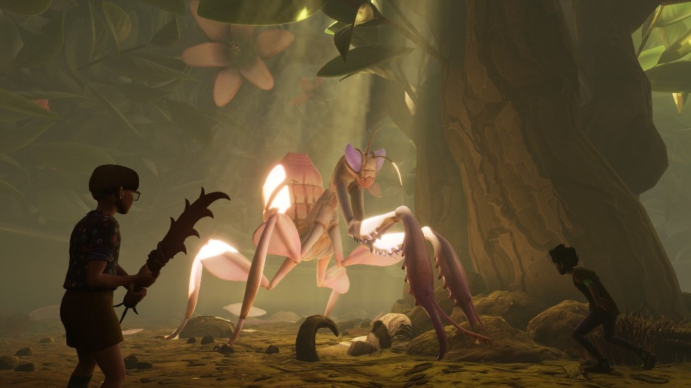 Flera spelare kan sammarbeta i "Grounded", för att ta sig an de jättelika småkrypen. Pressbild.