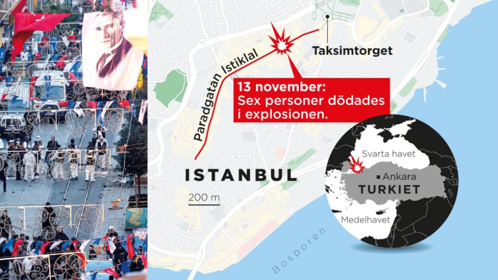 Sex personer omkom i explosionen i Istanbul den 13 november.