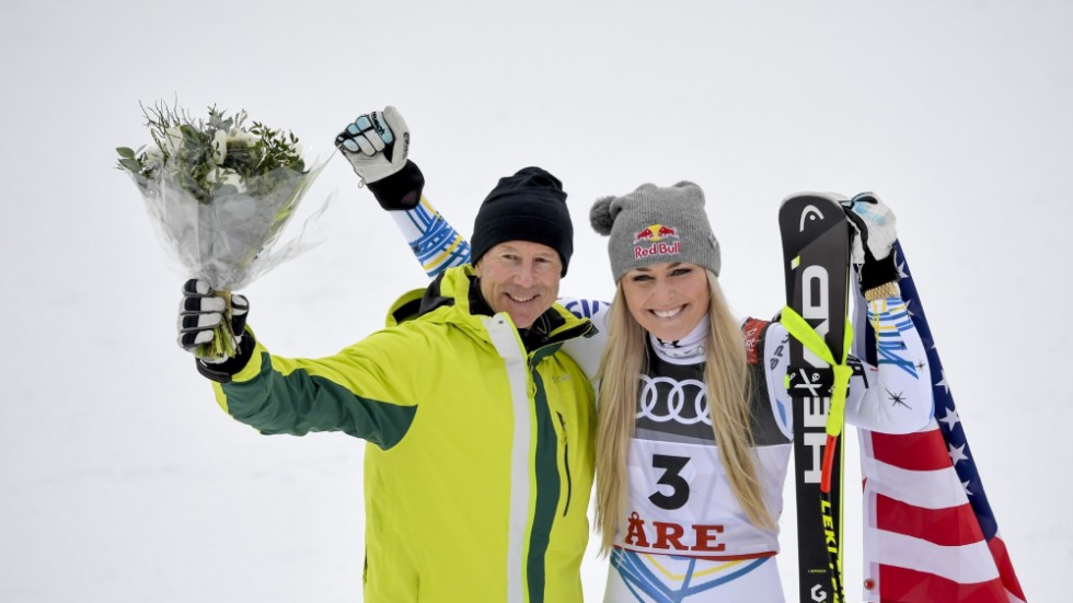 Ingemar Stenmark och Lindsey Vonn 2019. Arkivbild.