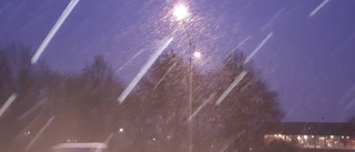 Snö över Norrköping på lördagen