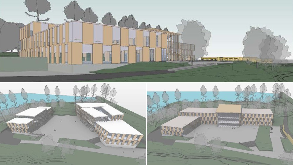 Så här kan Rimforsas framtida grundskola komma att se ut. Maximalt fem våningar hög och med plats för 420 elever. 