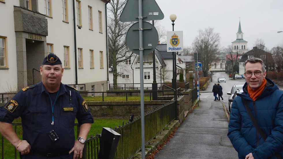 Kommunpolis Håkan Karlsson och kommunens folkhälsosamordnare Anders Degerman konstaterar att det är tryggt på gatorna i Vimmerby. "Problembilden är som tidigare; främst fortkörning och buskörning".