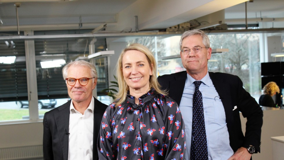 Lennart Foss, vd, Lina Hedenström, tillträdande vd, och Magnus Hall, styrelseordförande för NTM.