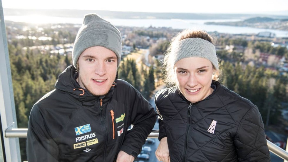 Skidskyttarna Sebastian Samuelsson och Hanna Öberg på Östersunds skidskyttestadion.
