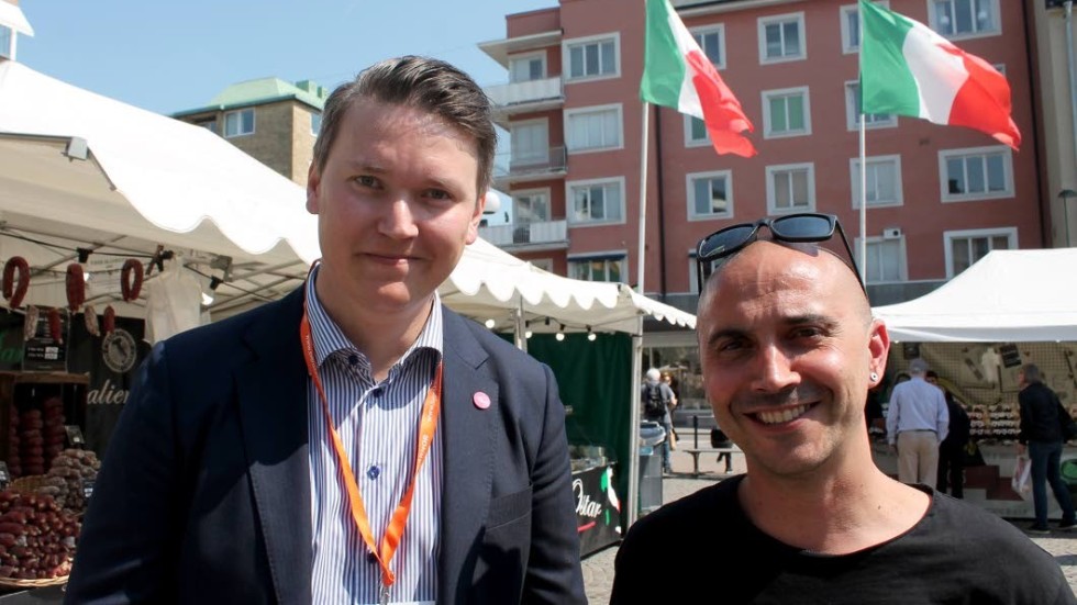 David Nilsson och Gaspare De Luca hoppas att den italienska minimarknaden blir ett årligt återkommande evenemang i Linköping.