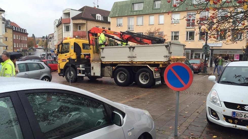 En incident i samband med en parkering skedde på torget i Vimmerby.