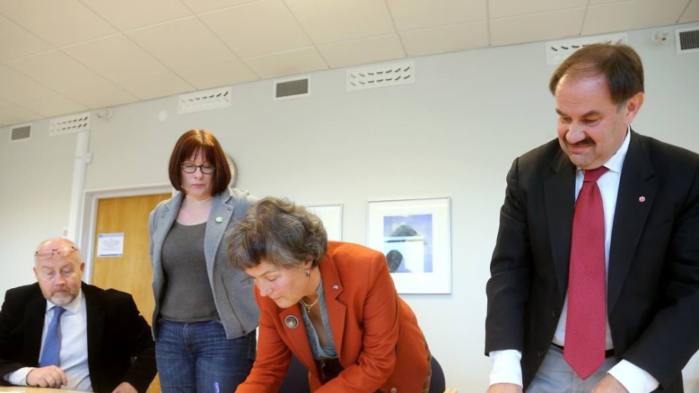 Samtliga gruppledare i den styrande koalitionen i Region Östergötland avstår från att kandidera till årets politiska val, från vänster: Göran Gunnarsson (C), Margareta Fransson (MP), Anita Jernberger (L) och Mats Johansson (S).