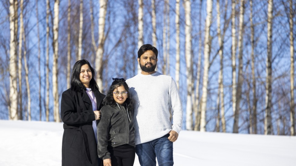 Cultural clashes and an entirely new climate. The family decided to face the challenges head-on and embrace the winter, rather than staying indoors. From left to right: Anshu Chavhan, Kashvi Chavhan, and Siddharth Chavhan..