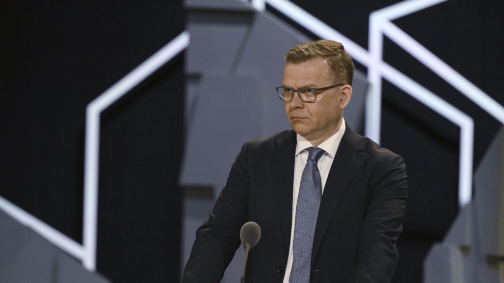 Samlingspartiets ordförande Petteri Orpo under en av årets valdebatter. Arkivbild.