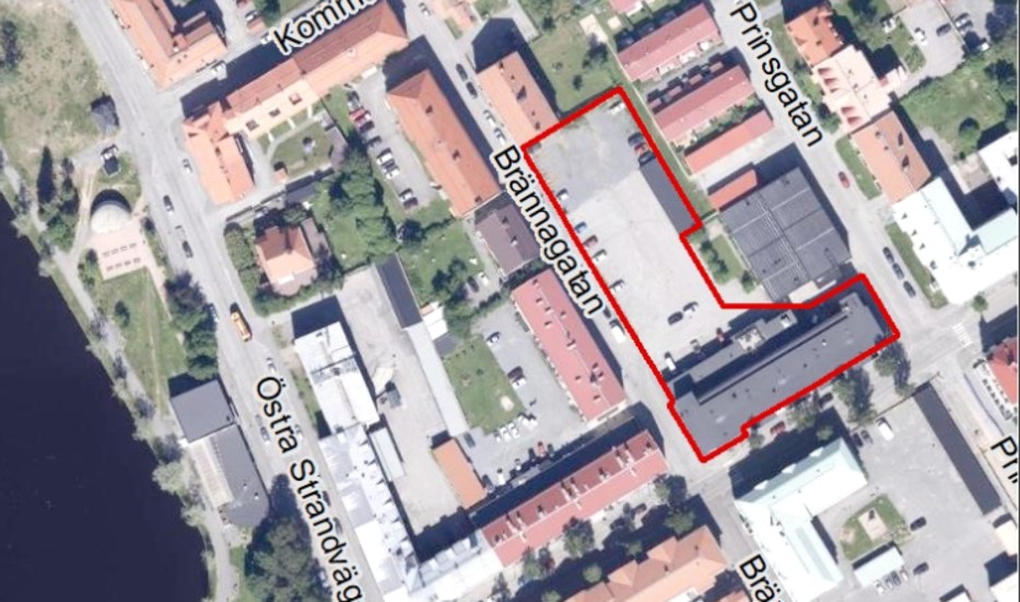 På det här planområdet i centrala Boden planerar HSB flerbostadshus.