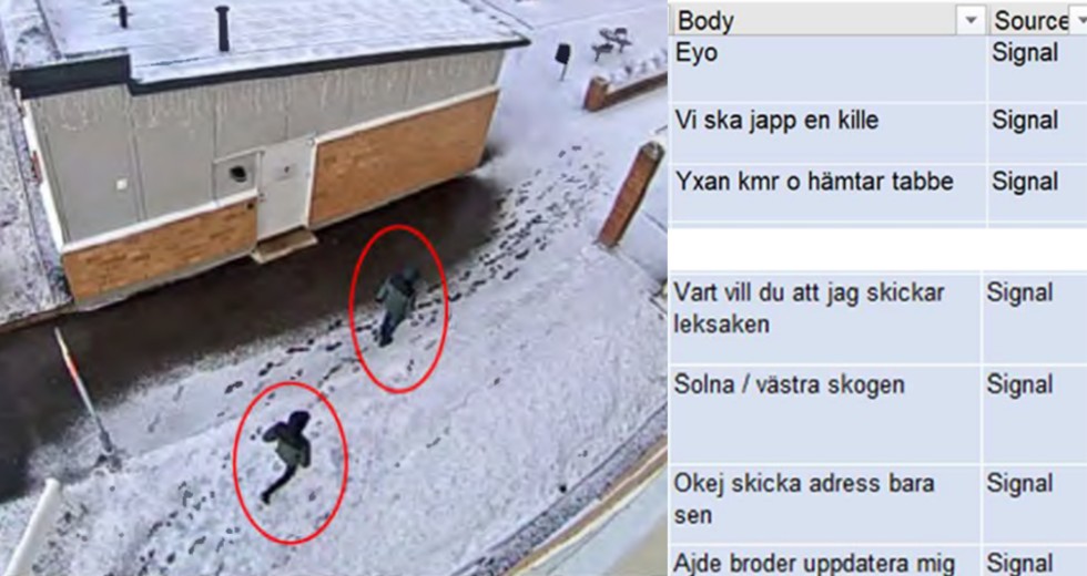 Bilder från polisens förundersökning gällande mordet på en 19-årig man i Norsborg i april 2022.