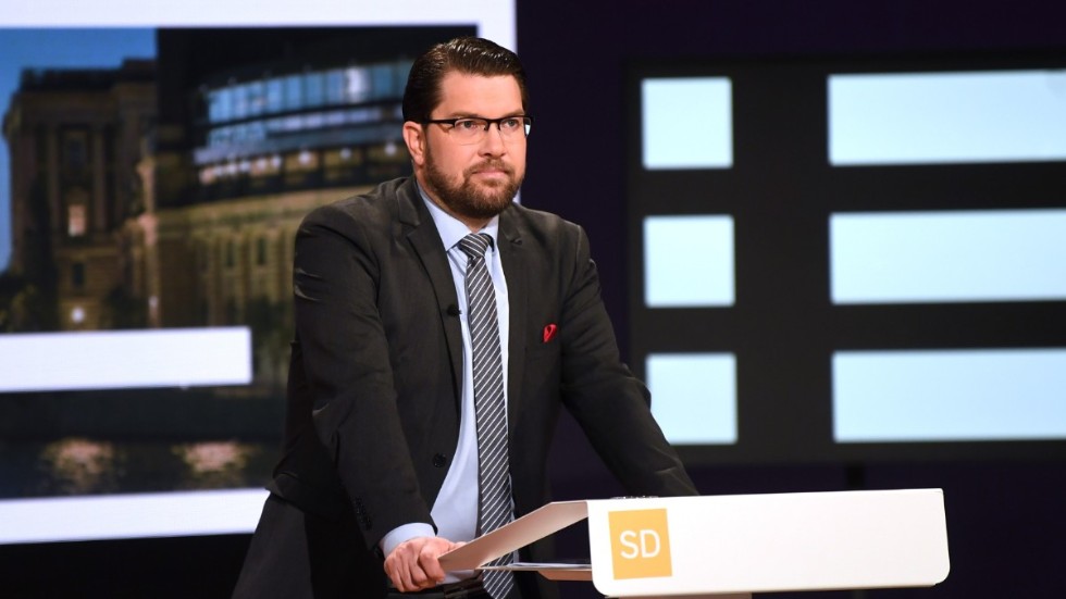Sverigedemokraternas partiledare Jimmie Åkesson ilsknade till när Per Bolund (MP) använde begreppet "blåbrun" under partiledardebatten.