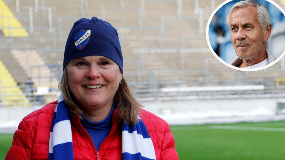 Pia Berglund från IFK:s styrelse planerar för Ove Kindvall-statyn.