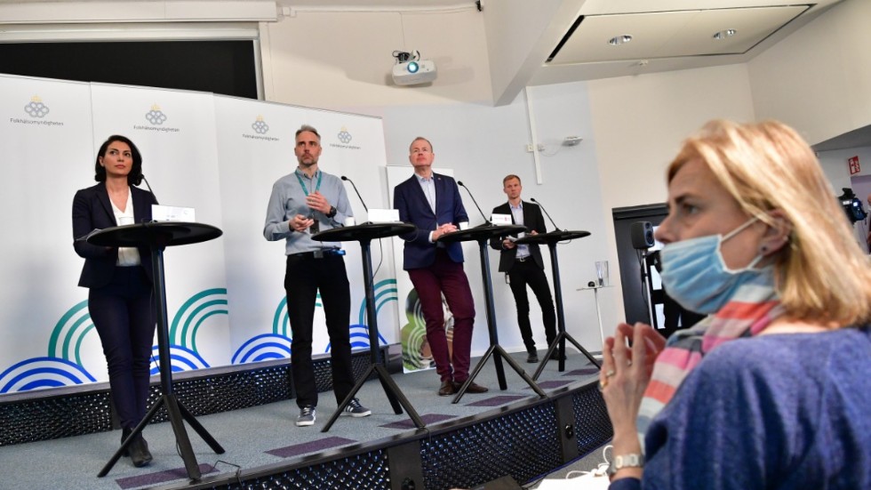 Den 21 april 2020 tittade mer än 600|000 personer på SVT:s direktsändning från Folkhälsomyndighetens presskonferens, som då fortfarande hade journalister och alla myndighetsrepresentanter på plats. Arkivbild.