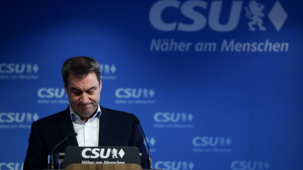 Markus Söder under presskonferensen där han meddelade att han accepterar CDU:s beslut.