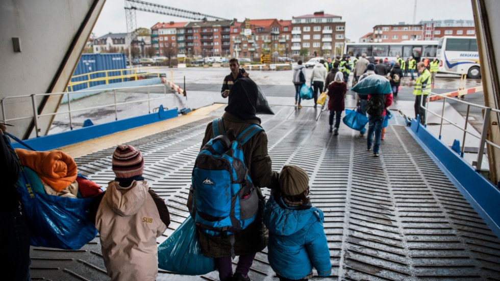 Hösten 2015 kom det många flyktingar till Trelleborg med färja.