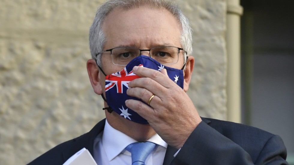 Australiens premiärminister Scott Morrison tidigare i juli.