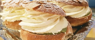 Semla med grönfärgad fyllning