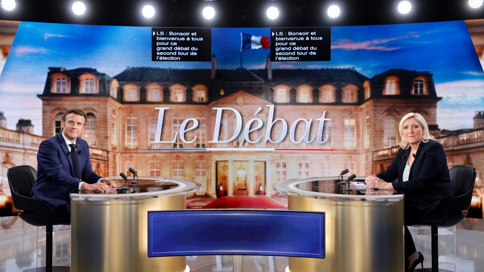 Frankrikes två största politiska egon, Emmanuel Macron och Marine Le Pen, har mött varandra i den politiska debatten många gånger. Som här under presidentvalet för två år sedan.