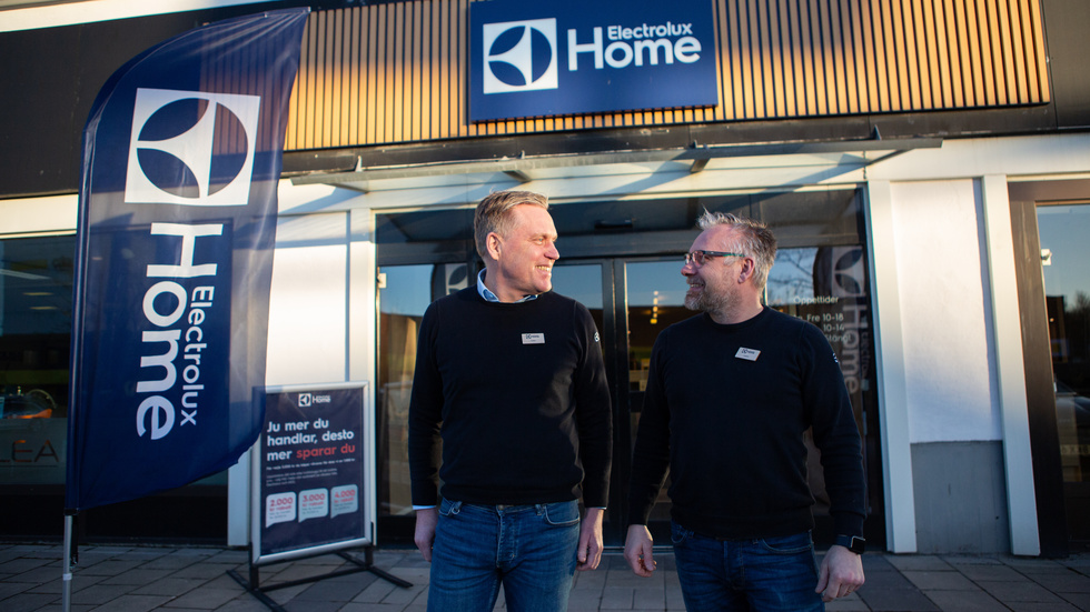 Bröderna Patrik och Joakim Liljeblad äger Electrolux Home-butiken i Linköping.
