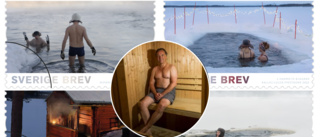 Bilder på kallbad och bastu från Norrbotten på nya frimärken