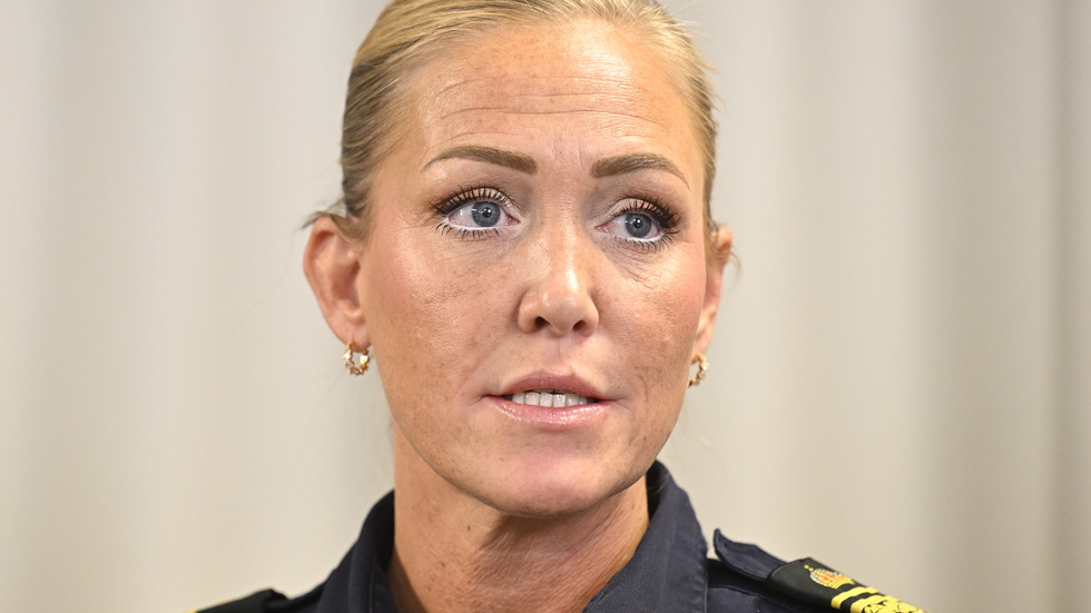 Hanna Paradis, kommenderingschef för polisens nationella särskilda händelse med anledning av våldsvågen, under tisdagens pressträff.