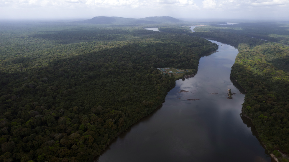 Floden Essequibo i Guyana. Arkivbild.