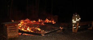 Vindskydd i skogen helt nedbrunnet