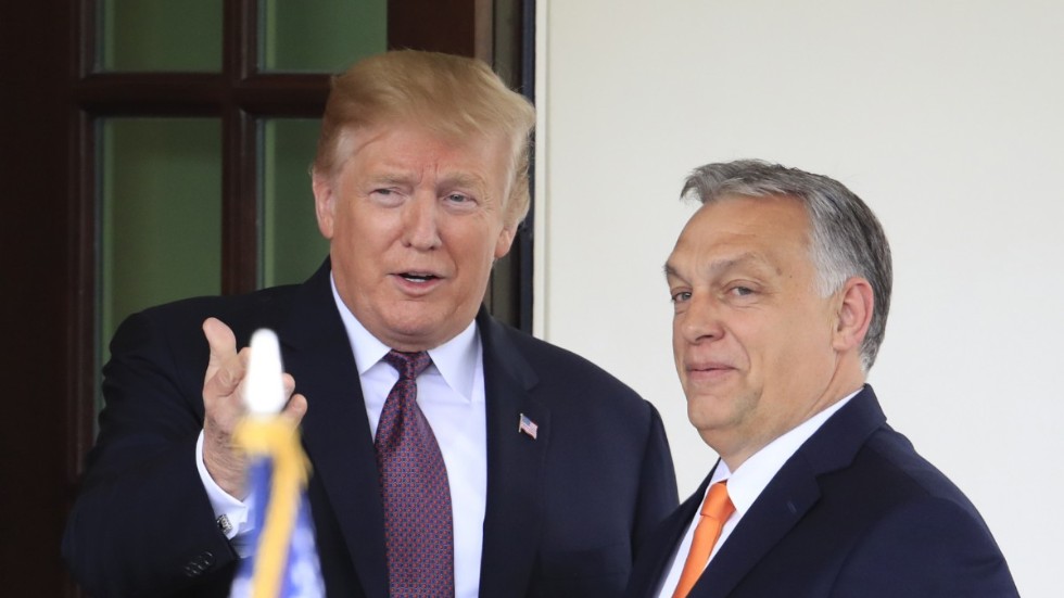 President Donald Trump välkomnar Ungerns premiärminister Viktor Orbán till Vita huset i maj 2019. Arkivbild.