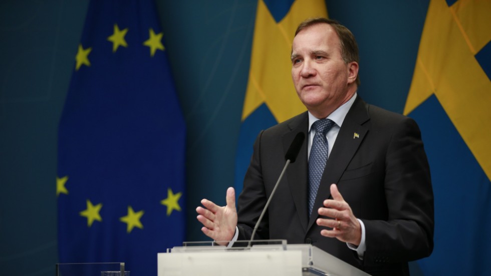 Statsminister Stefan Löfven håller en digital pressträff på fredagen. Arkivbild.