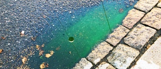 Grön vattenläcka på Skeppargatan