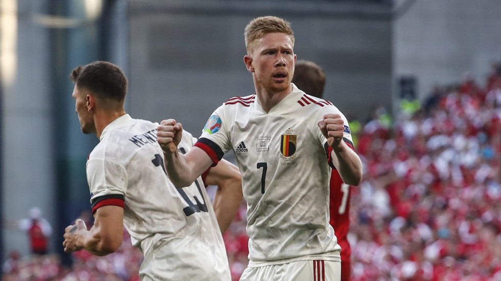 Belgiens Kevin De Bruyne jublar.