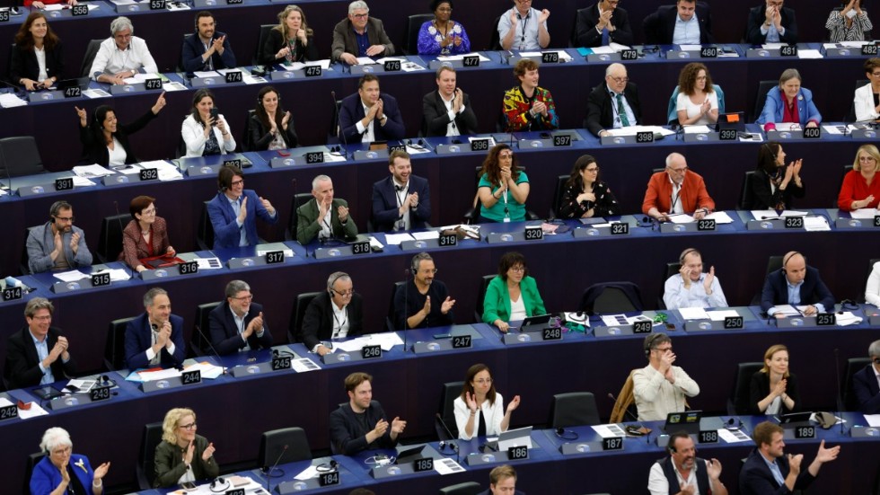 Ledamöterna i EU-parlamentet under en av veckans omröstningar i Strasbourg.