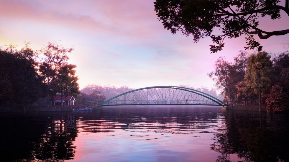 Så här är det tänkt att den nya bron ska se ut. Sommaren 2024 är målet att den ska kunna tas i bruk.