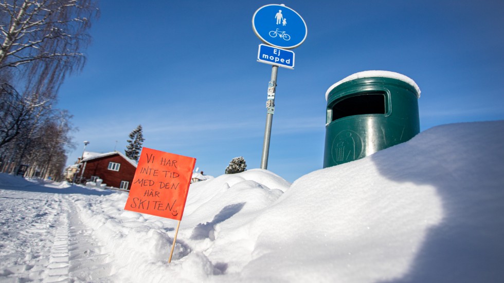 Bilden från en plats i Norrland där man tröttnat på att hundägarna inte plockar upp bajset efter sina husdjur.