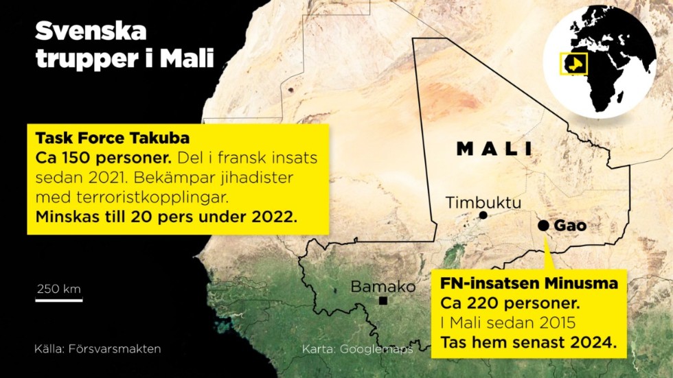 Karta och fakta om de svenska trupperna i Mali.