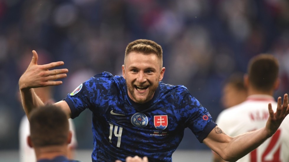 Milan Skriniar gjorde Slovakiens avgörande 2–1-mål mot Polen.