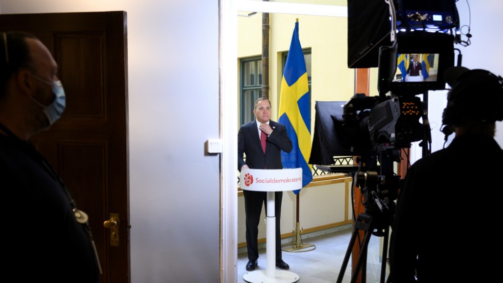 Statsminister Stefan Löfven (S) talade från LO-borgen i Stockholm. Det blev ett traditionellt förstamajtal under otraditionella omständigheter.