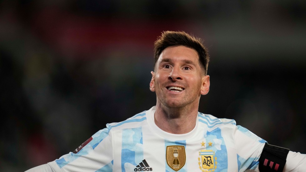 Messi firar det nya rekordet.